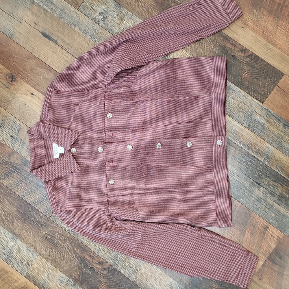 Christopher & Banks Red Gingham Lightweight Shacket, Size Small